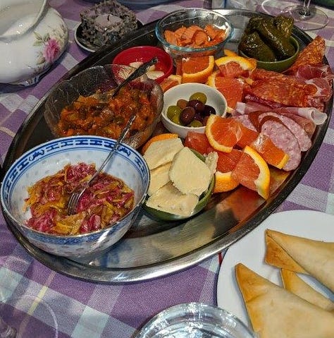 Platters of food for simple meals.