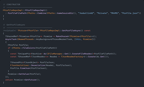 Service and Repo interfaces and implementations. Profile Model and example json