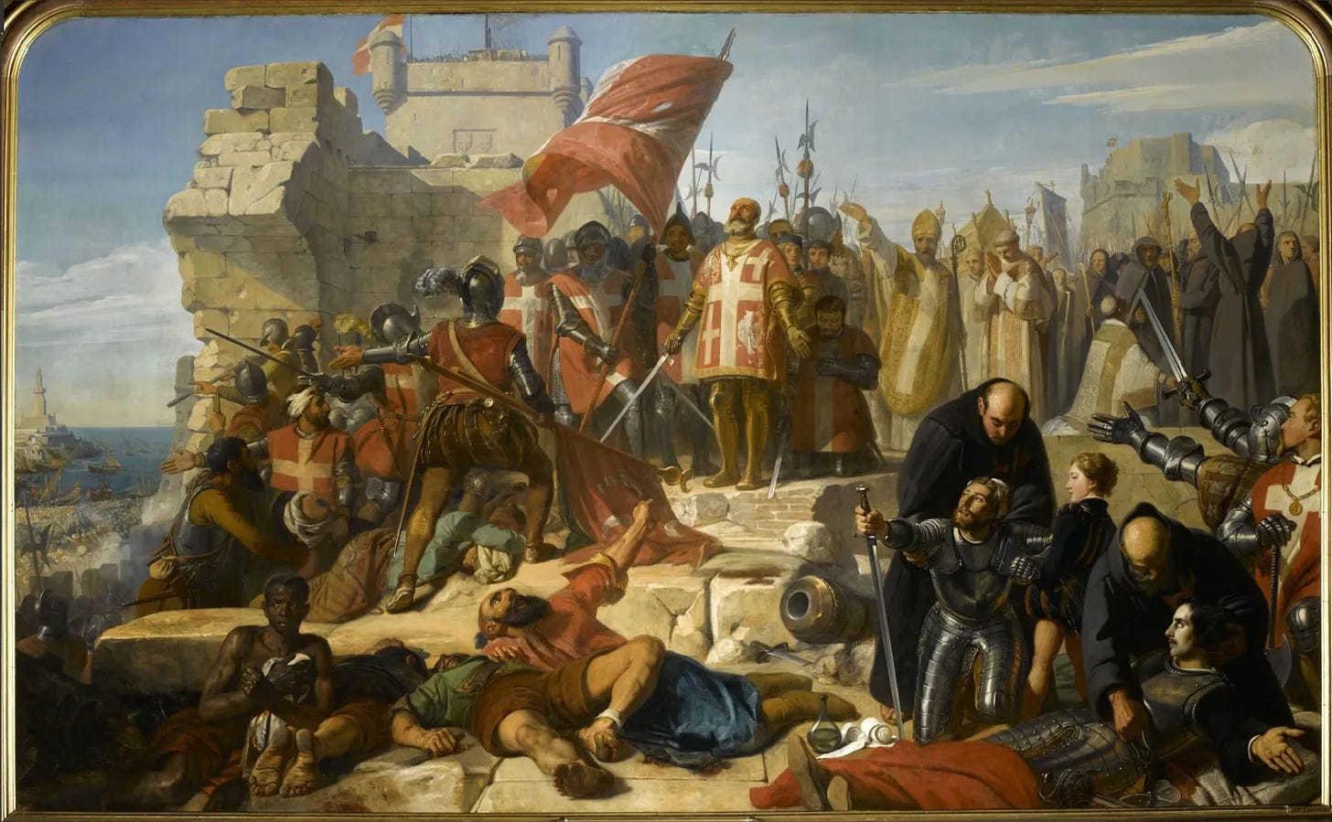 French painter Charles-Philippe Larivière’s 1840s Lifting of the Siege of Malta (Wikimedia Commons)