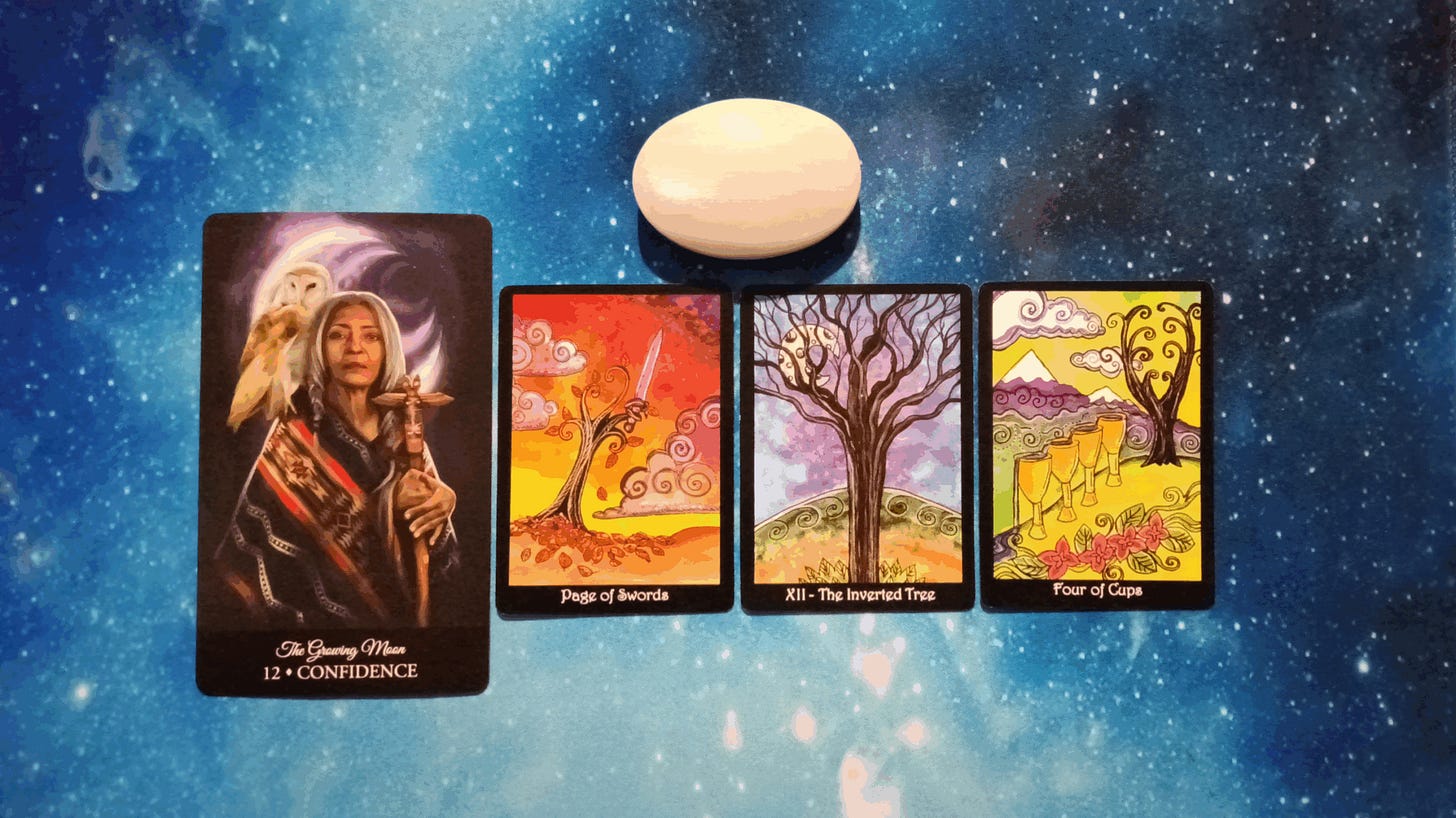 Full Moon Pick-a-Card Tarot Reading for May 2025! Witching Hour Oracle card, 3 Tarot of Trees cards, and crystal. Pile 2 - moonstone