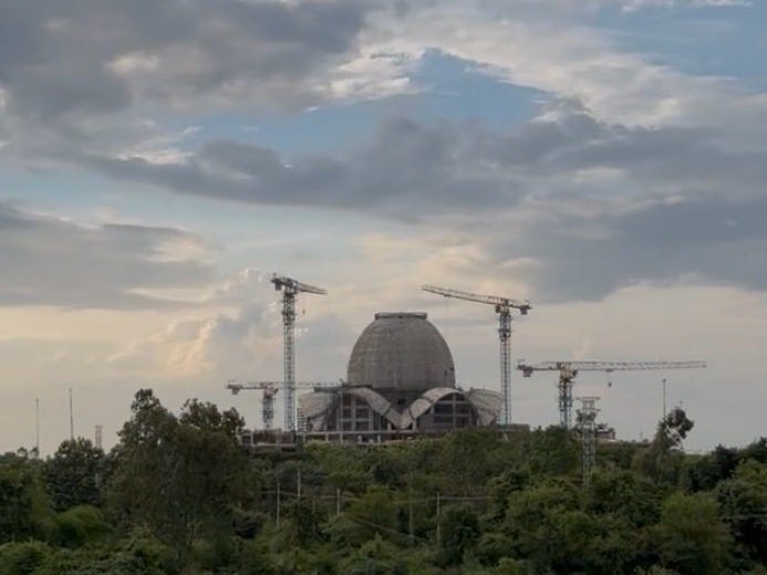 Image shows the under construction building of New Anubhava Mantapa Image shows the under construction building of New Anubhava Mantapa