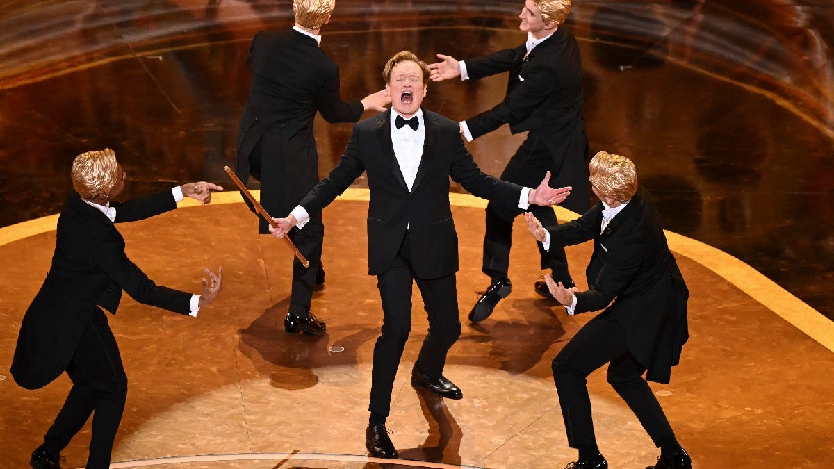 Conan's Oscars Monologue Includes Roasts and a Musical Number