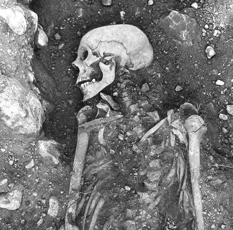 A 1200-year-old smallpox-infected Viking skeleton found in Öland, Sweden. Credit: The Swedish National Heritage Board 