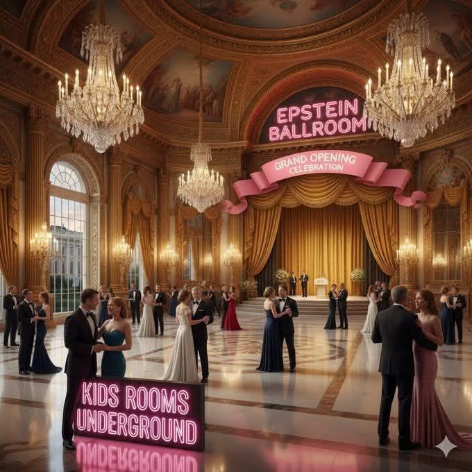 May be an image of candle holder and text that says 'EPSTEIN BALLROOM CELEBRATION GRANDOPENING OPENING GRAND KIDS ROOMS UNDERGROUND nИAEBCKOЛИr'