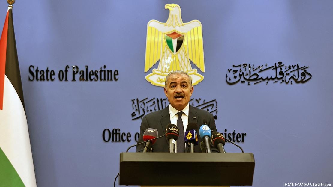 Palestinian Prime Minister Mohammad Shtayyeh speaks during a press conference. Palestinian Prime Minister Mohammad Shtayyeh speaks during a press conference.