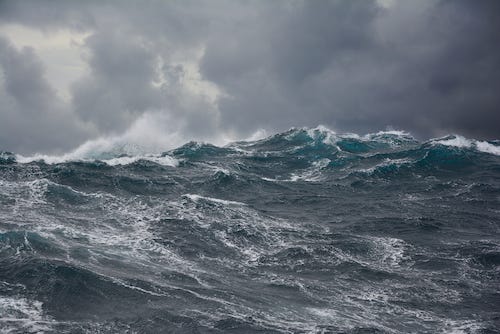 turbulent ocean in storm