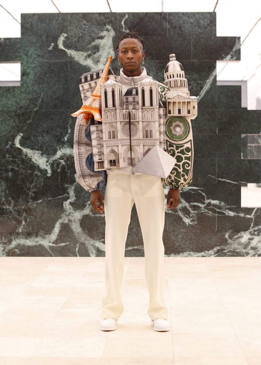 Paris skyline puffer jacket by Virgil Abloh
