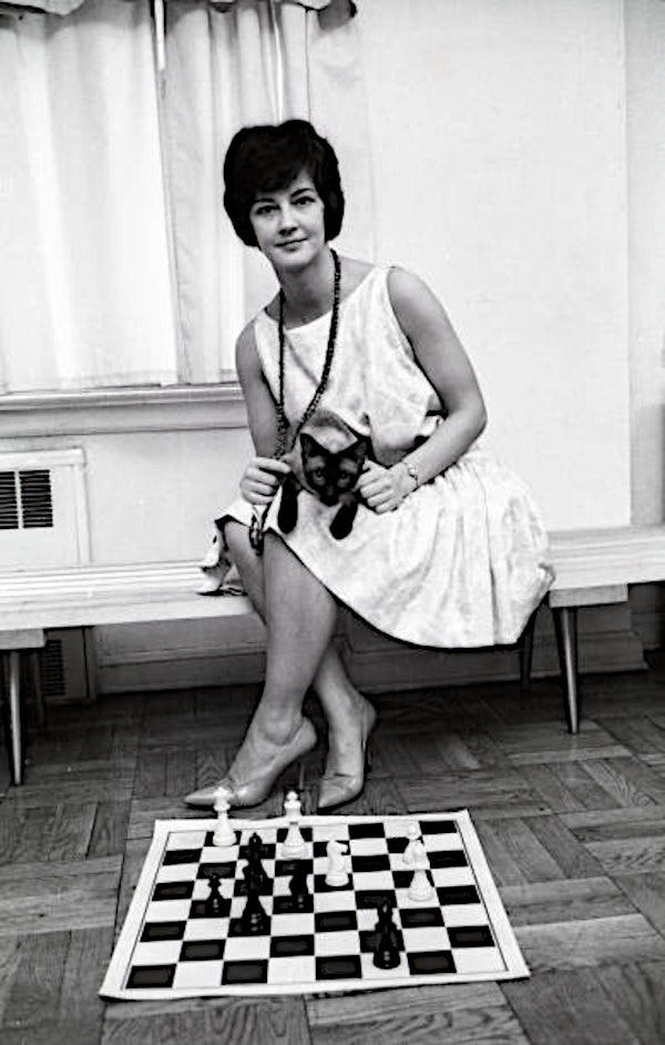 May be a black-and-white image of 1 person and chess