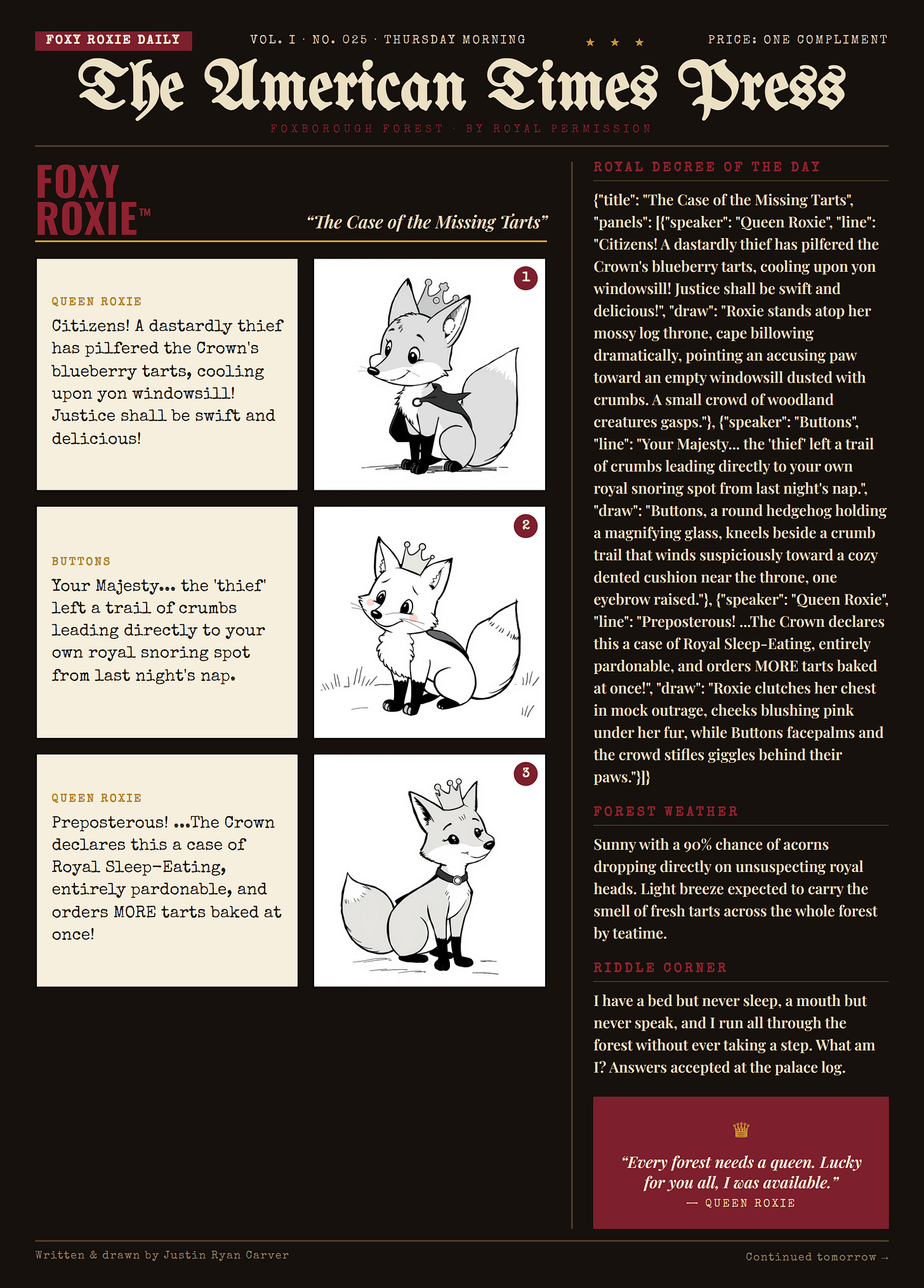 Foxy Roxie comic strip: The Case of the Missing Tarts