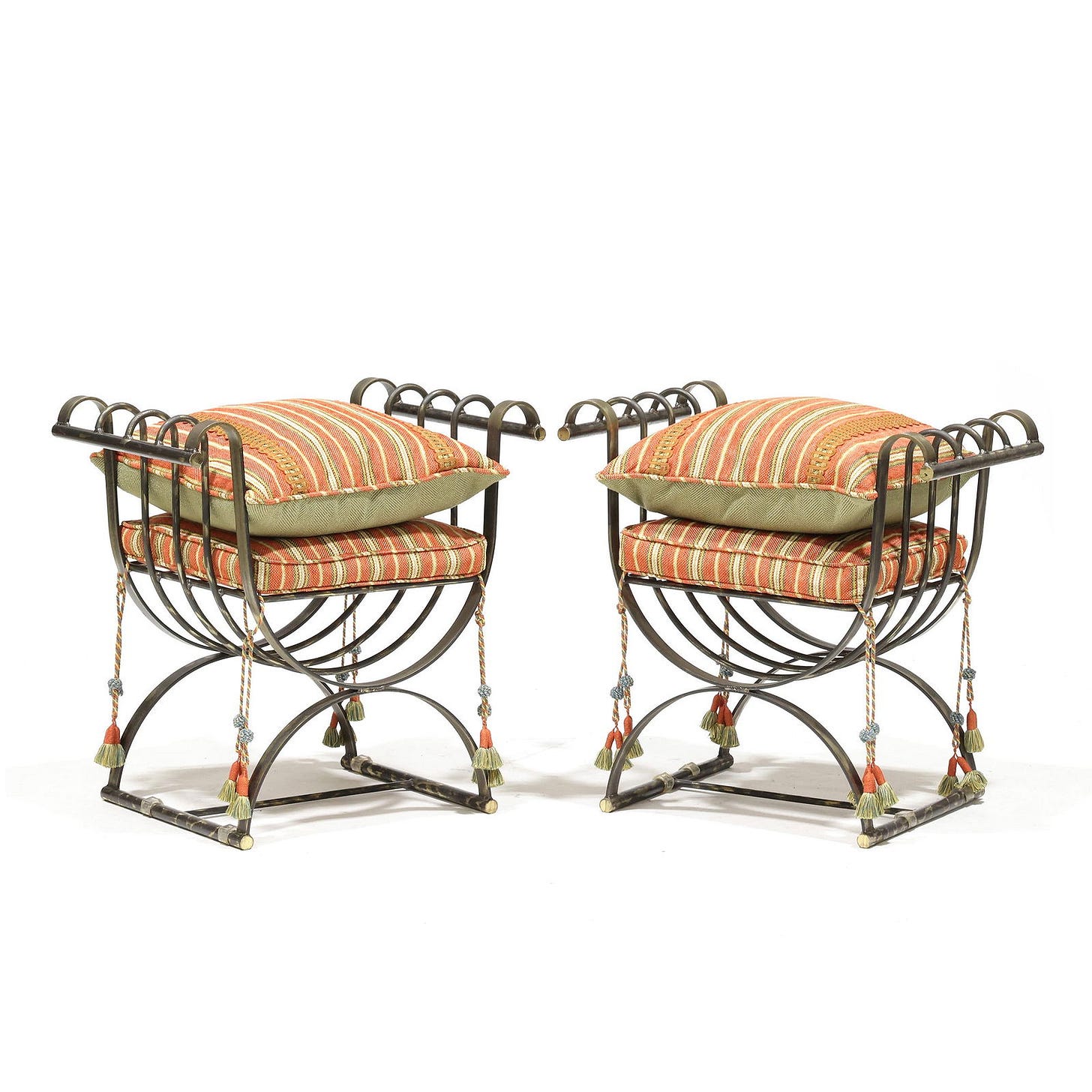 Pair of Steel Savonarola Stools