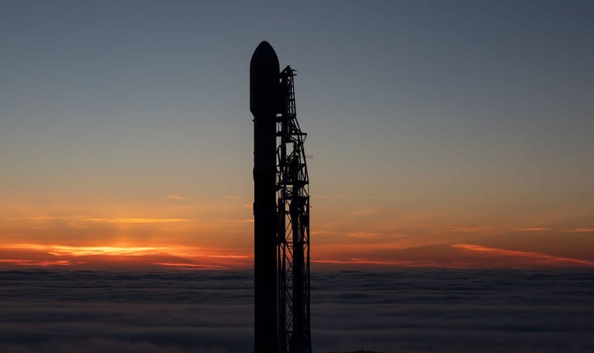 A SpaceX Falcon 9 rocket stands on the launch pad at Cape Canaveral during sunset, moments before carrying Indonesia’s Nusantara Lima satellite into orbit. A SpaceX Falcon 9 rocket stands on the launch pad at Cape Canaveral during sunset, moments before carrying Indonesia’s Nusantara Lima satellite into orbit.