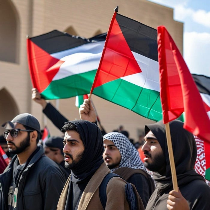 AI-Generated image of students on visas protesting against Israel AI-Generated image of students on visas protesting against Israel