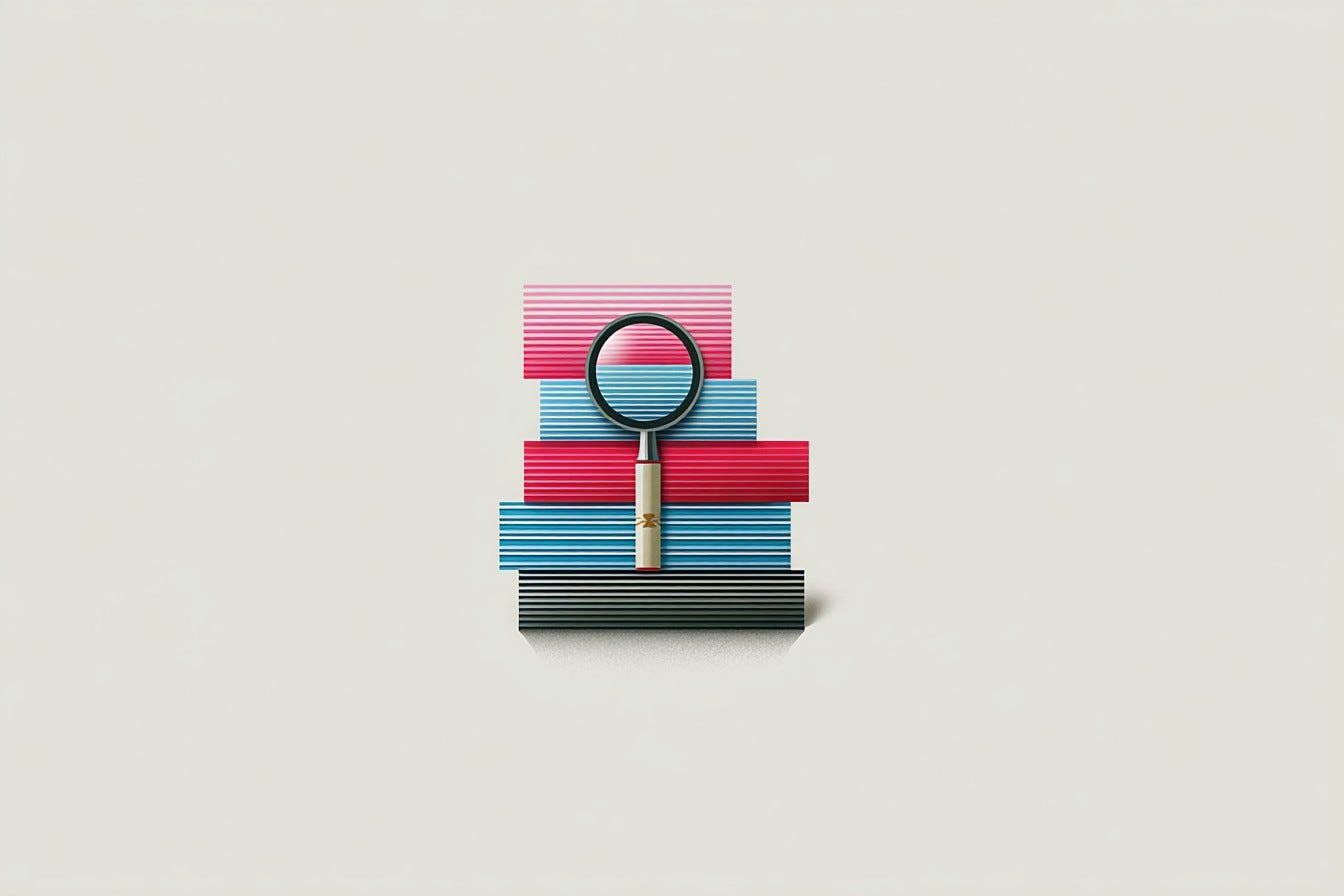 a stack of books with a magnifying glass a stack of books with a magnifying glass