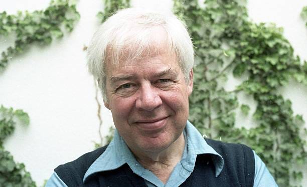 Portrait of American philosopher Richard Rorty as he poses outdoors, in front of an ivy-covered wall, Berlin, Germany, May 24, 1987.