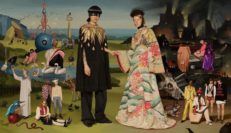 Ignasi Monreal’s Gucci campaign inspired by the painting The Garden of Earthly Delights. Image courtesy of Gucci.