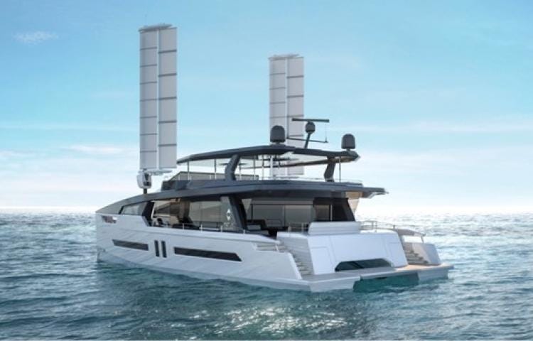 Ayro fournira deux ailes pour équiper le futur catamaran Ocean Eco 90 H2 d'Alva yachts. (Image : Ayro) Ayro fournira deux ailes pour équiper le futur catamaran Ocean Eco 90 H2 d'Alva yachts. (Image : Ayro)