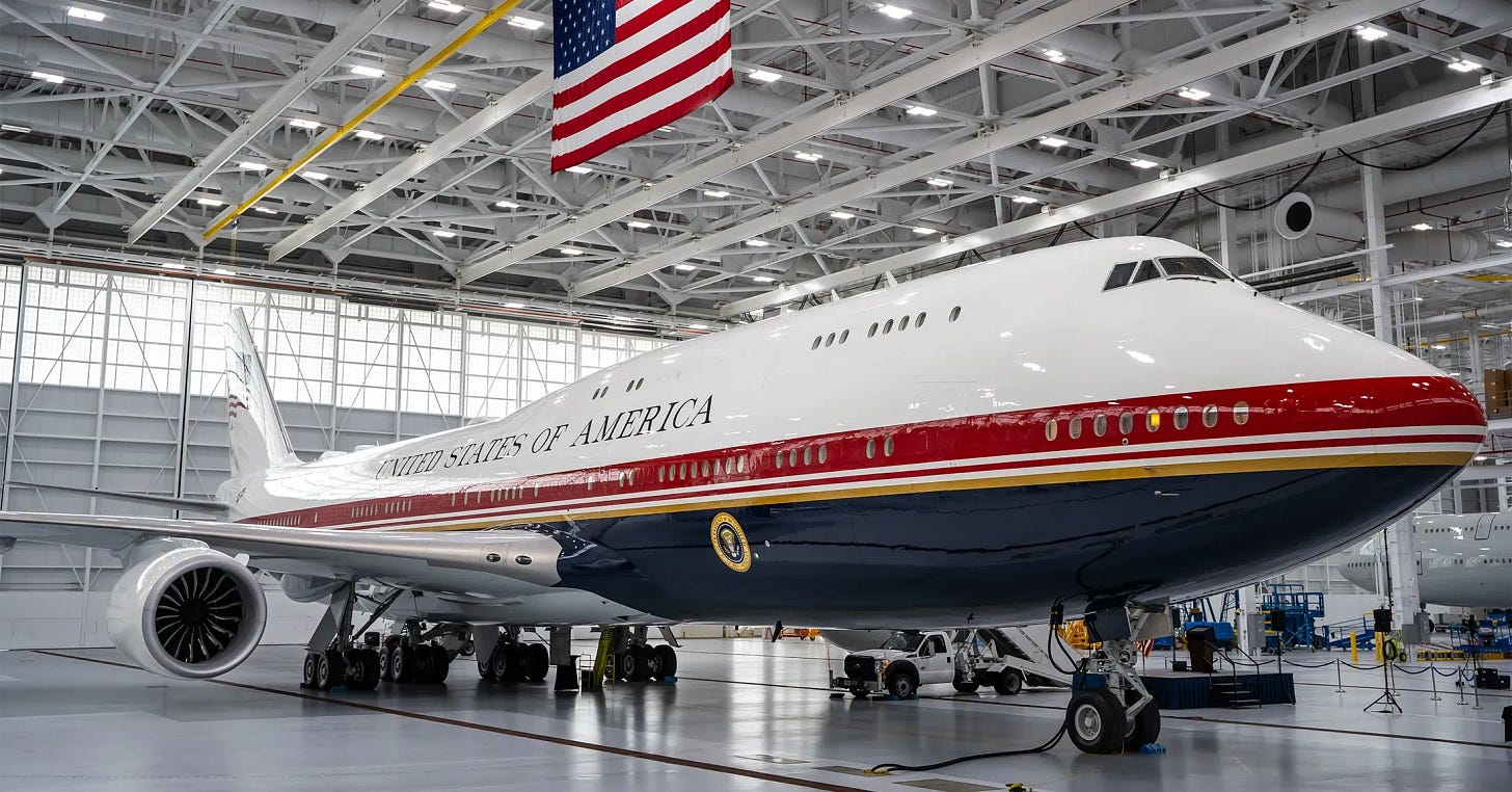Trump Unveils Qatar-Donated Boeing Jet as Temporary Air Force One Replacement - Bloomberg Trump Unveils Qatar-Donated Boeing Jet as Temporary Air Force One Replacement - Bloomberg