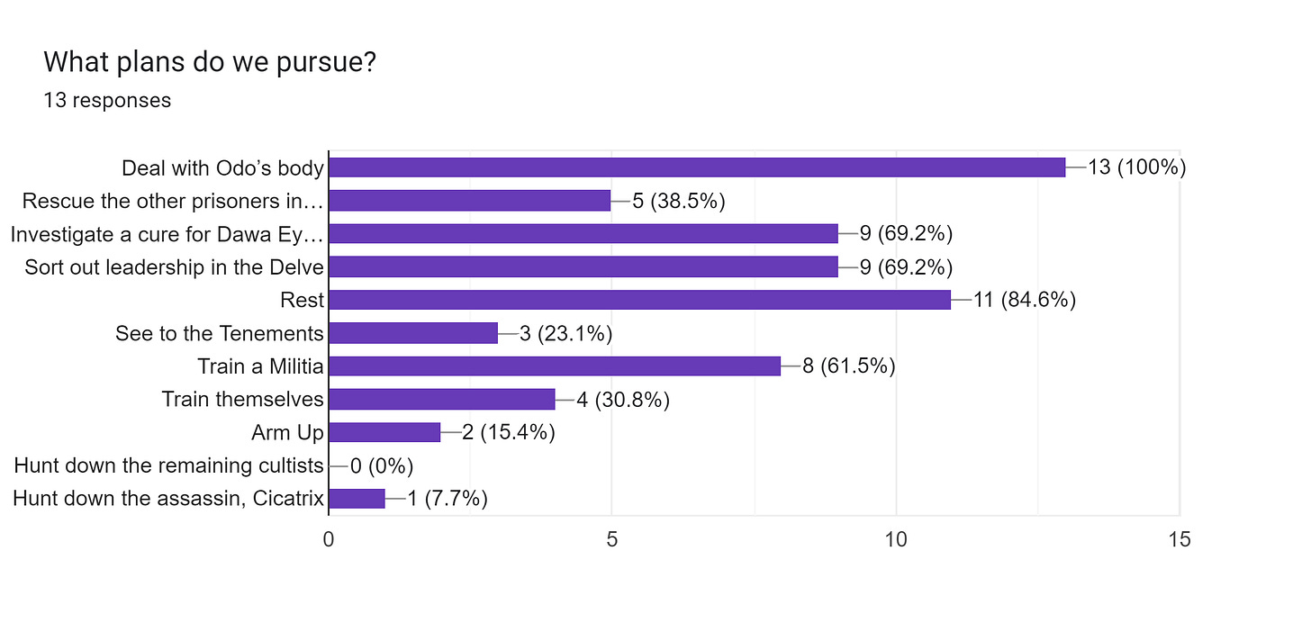 Forms response chart. Question title: What plans do we pursue?. Number of responses: 13 responses.