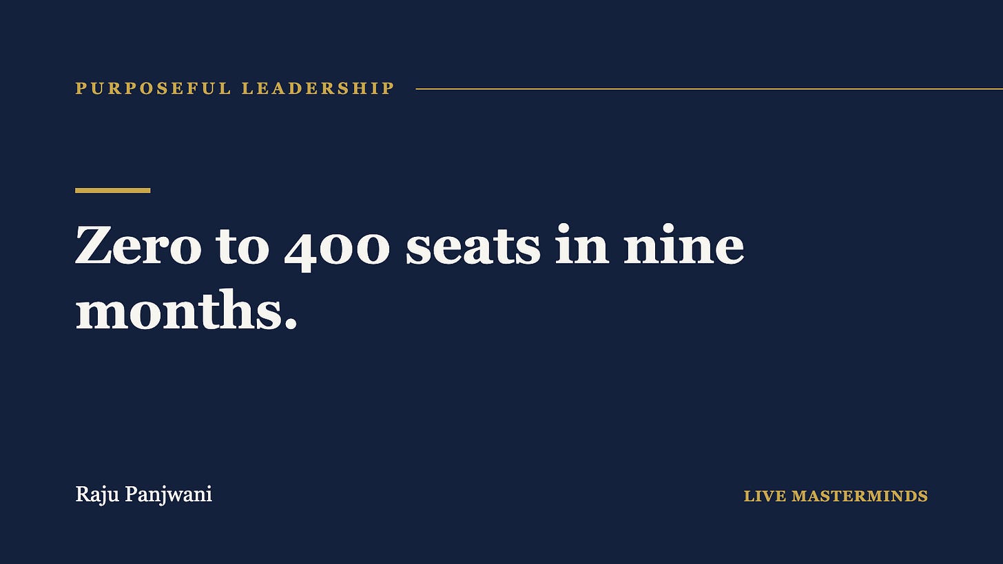 Zero to 400 seats in nine months. Zero to 400 seats in nine months.