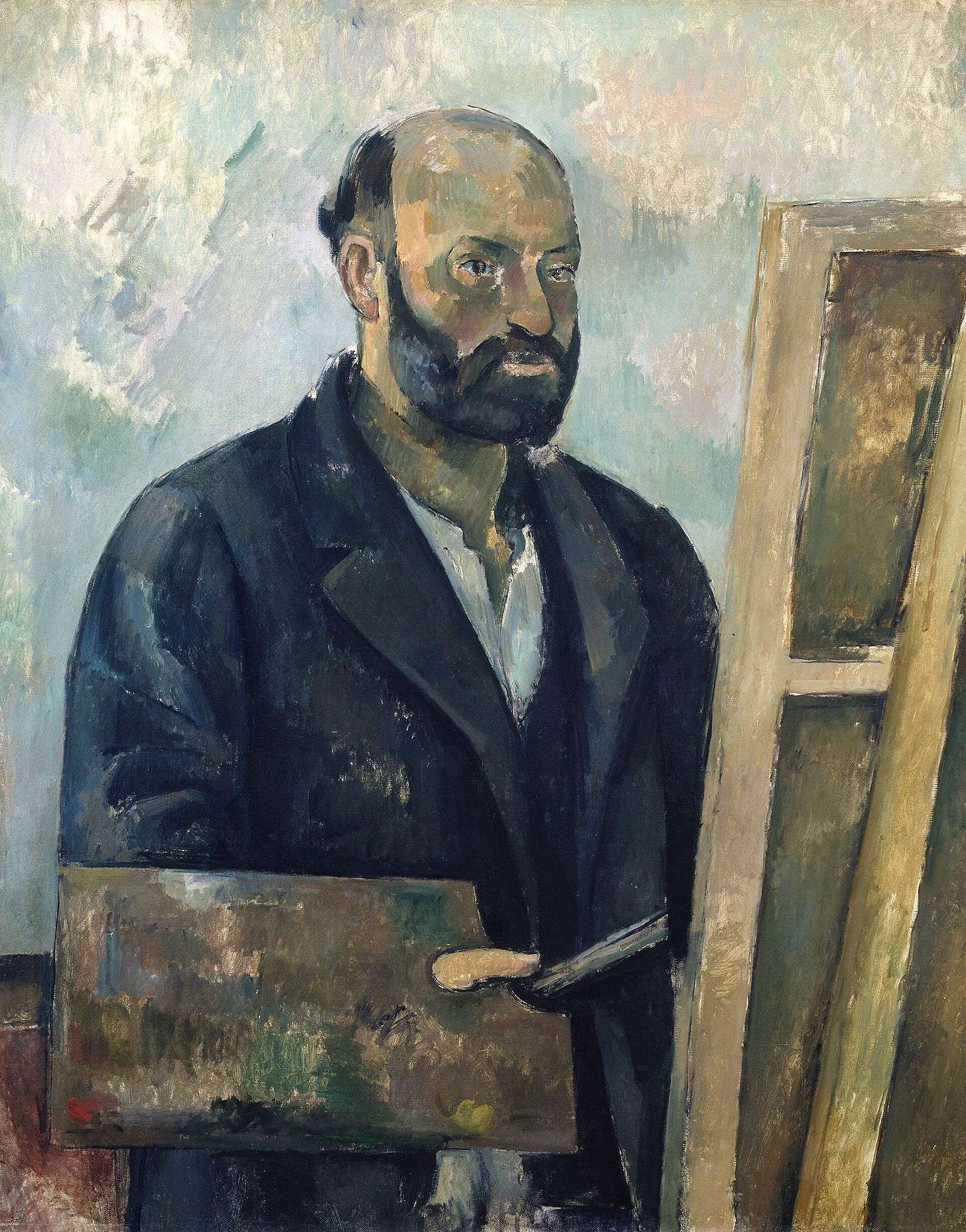 Painted self portrait of Paul Cezanne holding a palette Painted self portrait of Paul Cezanne holding a palette