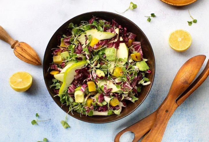Watercress, beet, avocado, & radicchio salad