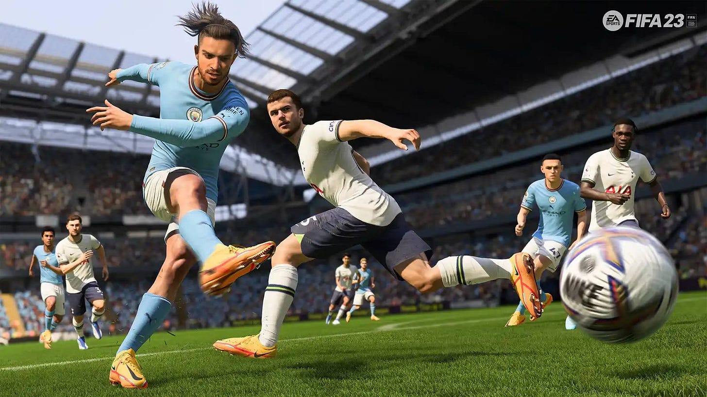 Jack Grealish taking a shot in FIFA 23