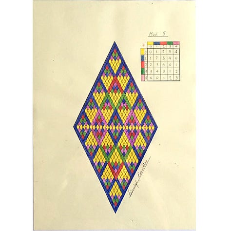 drawings based on Pascal's Triangle by Nino Cosentino