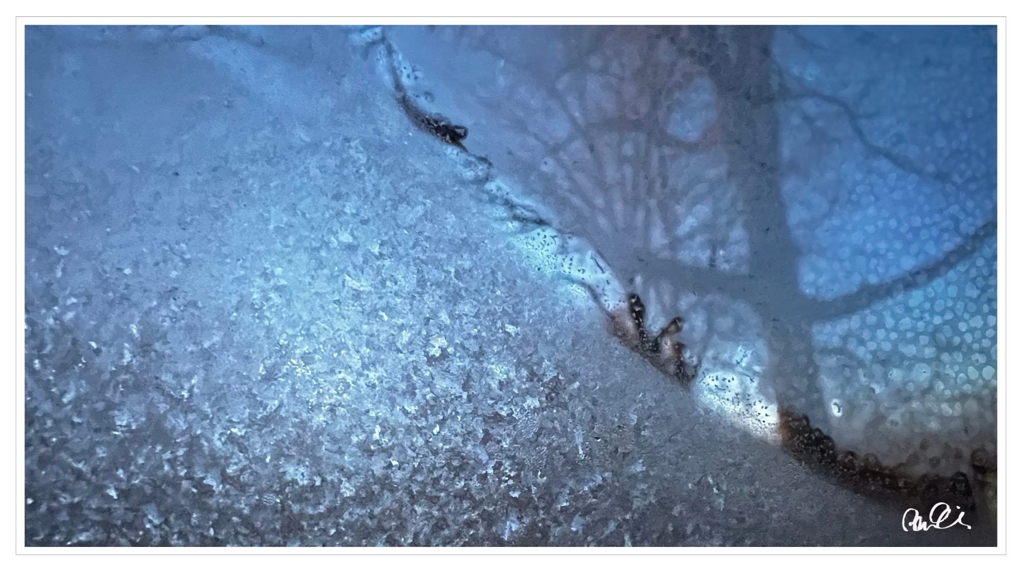 Frost covered windows, early morning