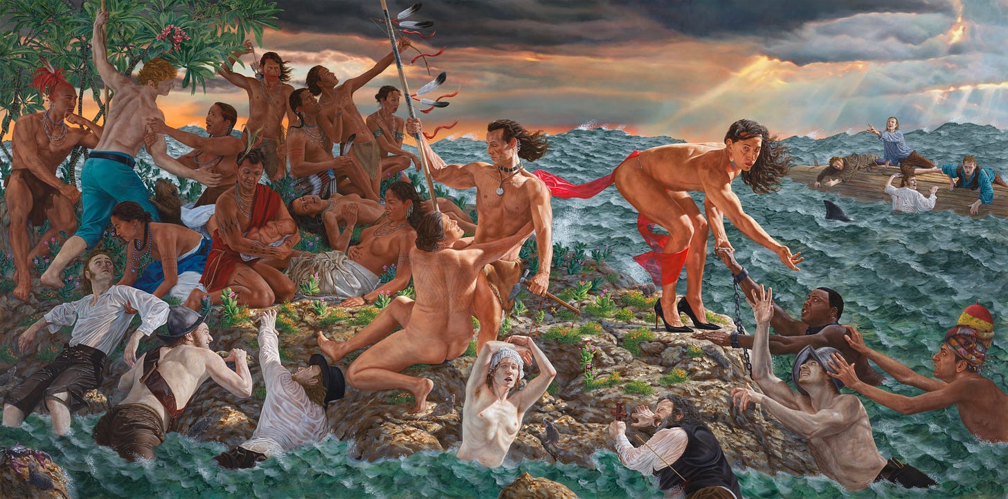 “Welcoming the Newcomers" by Kent Monkman