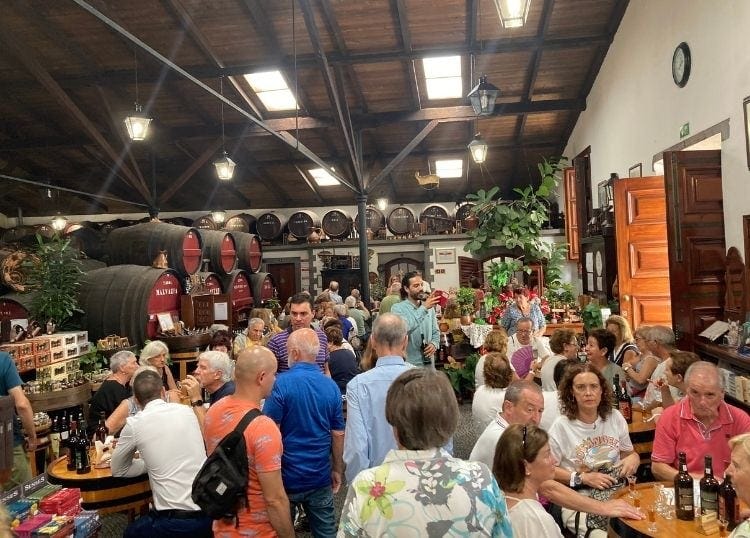 Interior of D'Oliveiras, a popular place in Funchal to sample and buy Madeira wine Interior of D'Oliveiras, a popular place in Funchal to sample and buy Madeira wine