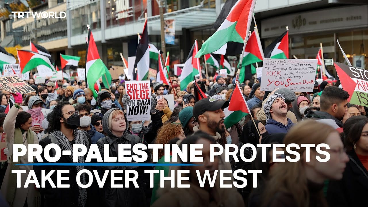 Pro-Palestine protests held in Western countries - YouTube
