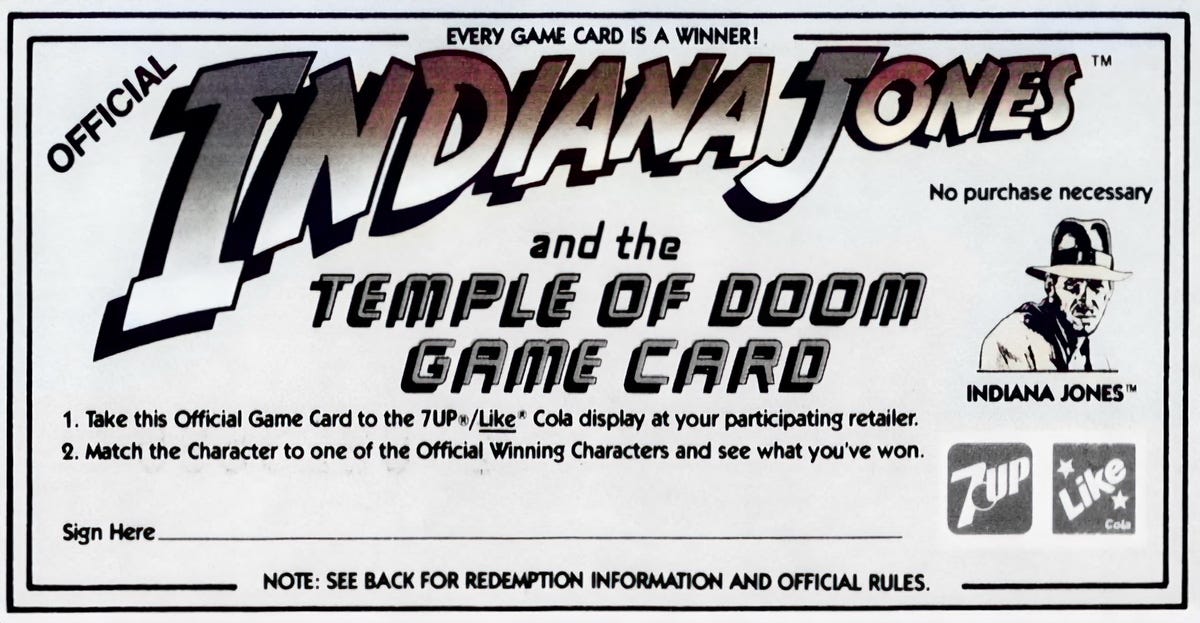 The 7 Up Indiana Jones and the Temple of Doom Game
