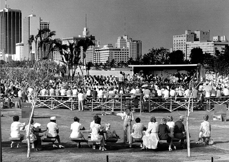 Dedication ceremonies at Bicentennial Park on July 4, 1976. Dedication ceremonies at Bicentennial Park on July 4, 1976.