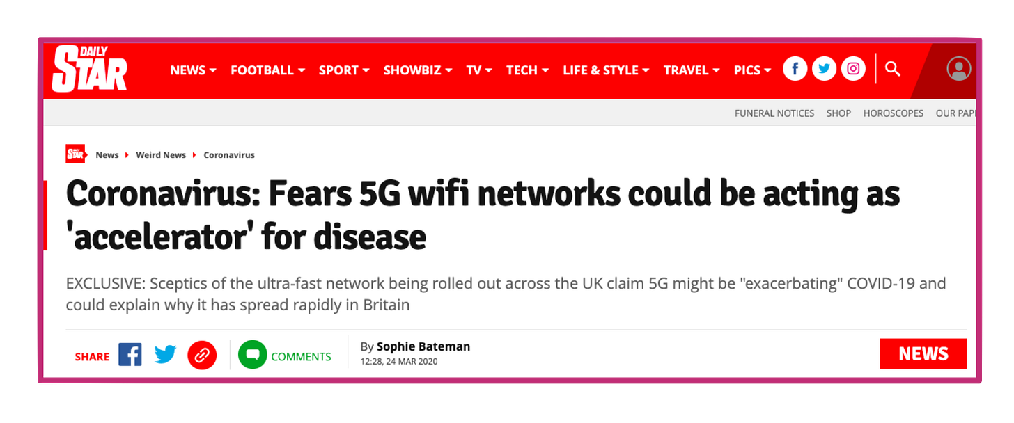 Daily Star 5G Coronavirus Conspiracy Theory Article Daily Star 5G Coronavirus Conspiracy Theory Article