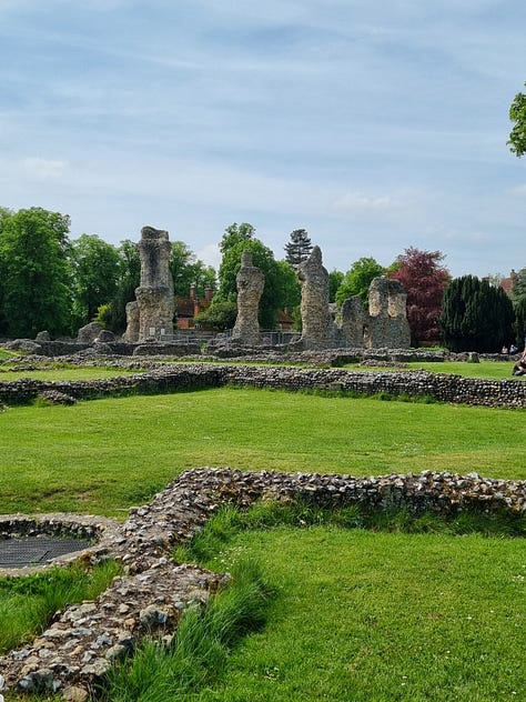 Pictures of Bury St Edmunds including the cathedral, abbey ruins and Angel Hotel