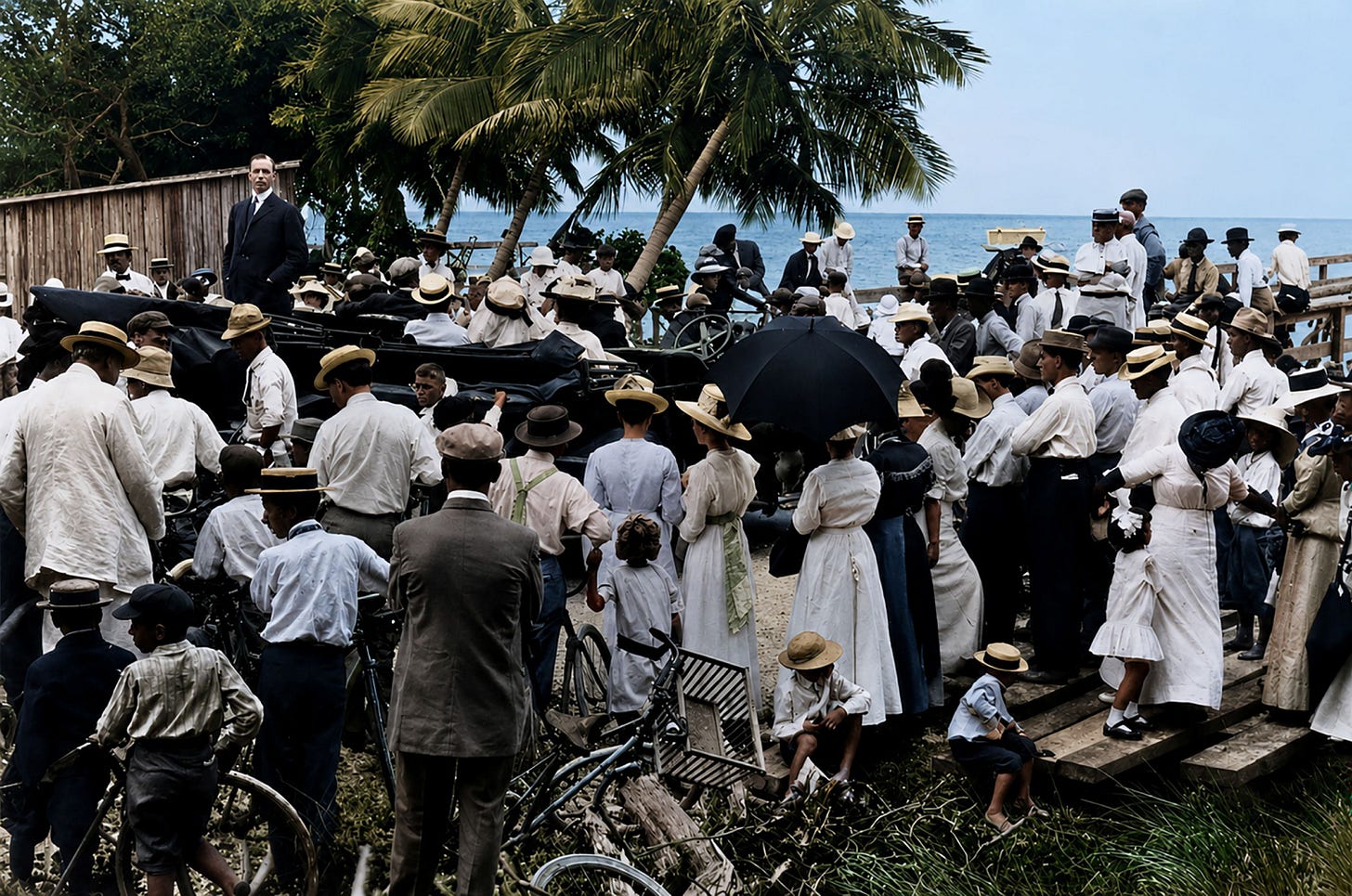 Opening of the Collins Bridge on June 12, 1913. Courtesy of Florida State Archives. Opening of the Collins Bridge on June 12, 1913. Courtesy of Florida State Archives.