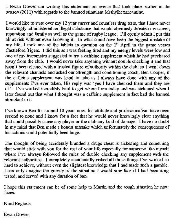 Ewan Dowes statement