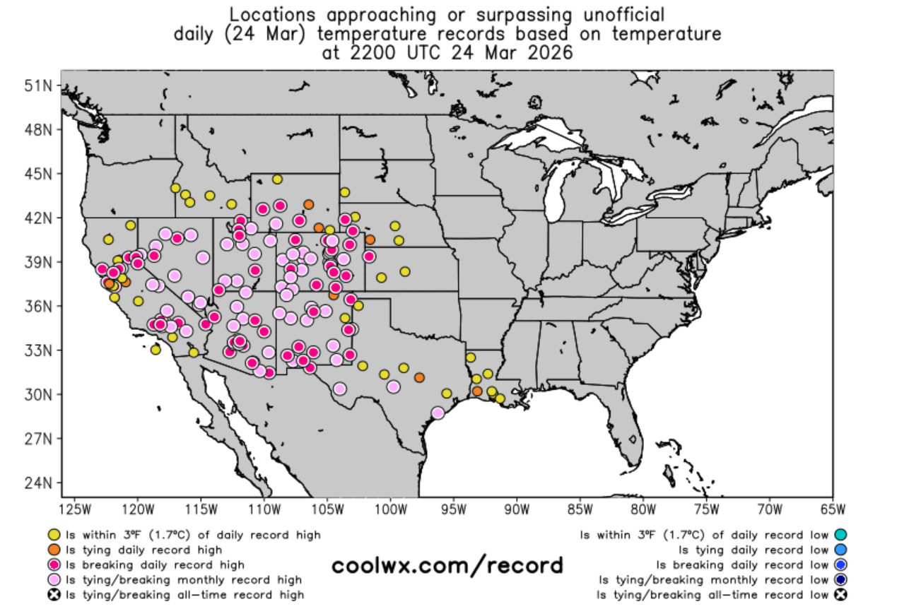 Parts of the Southwest now going on a week of record March heat ...