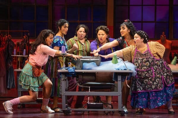 Women passionately surround a sewing machine. Women passionately surround a sewing machine.