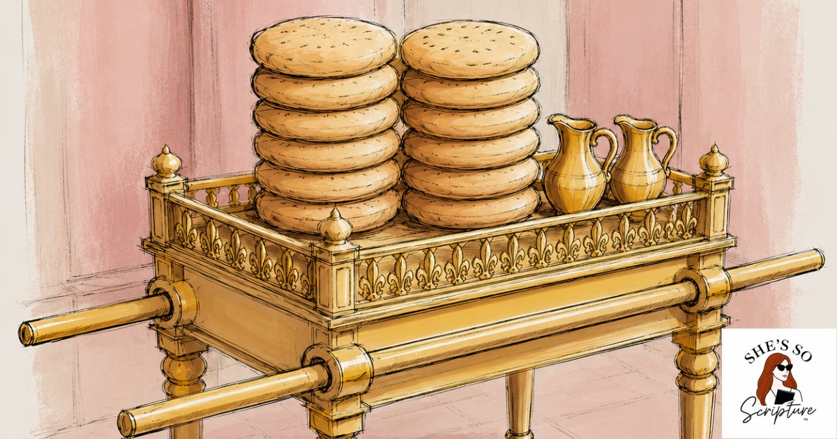 a golden table holding twelve loaves of bread in two rows, soft watercolor tones of blush pink, cream, and gold a golden table holding twelve loaves of bread in two rows, soft watercolor tones of blush pink, cream, and gold