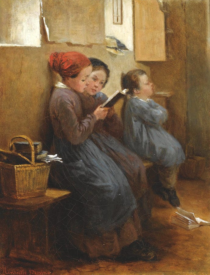 Henriette Browne Painting - Reading Lesson by Henriette Browne