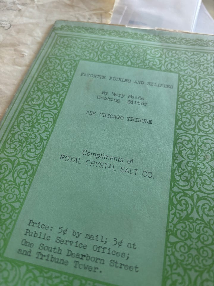 Five photos show the covers of old cookbooks and hand written recipes.