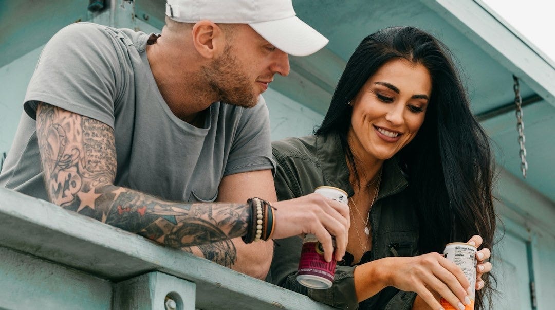 smiling woman and man