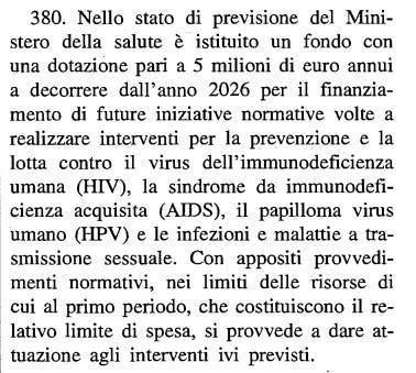 Estratto legge di bilancio per l'anno 2025