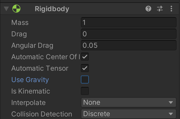 For the Player Prefab, untick ‘Use Gravity’ in the Rigidbody component to stop coins from falling