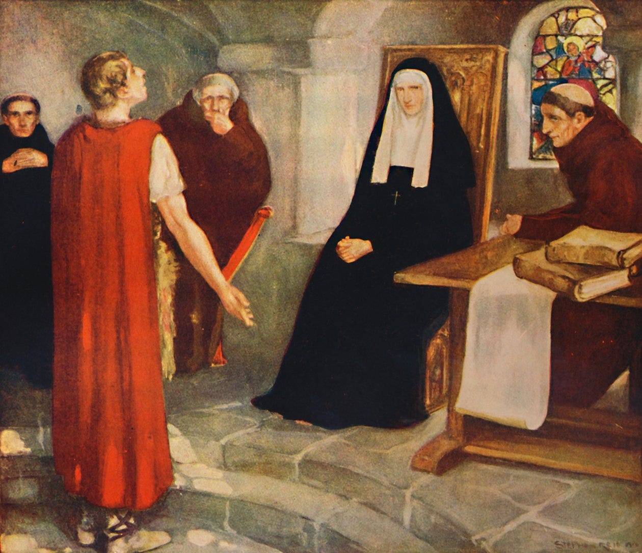 Caedmon Before Saint Hilda by Unbekannt: Fine art print
