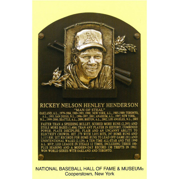 Rickey Henderson Baseball Hall of Fame Plaque Postcard