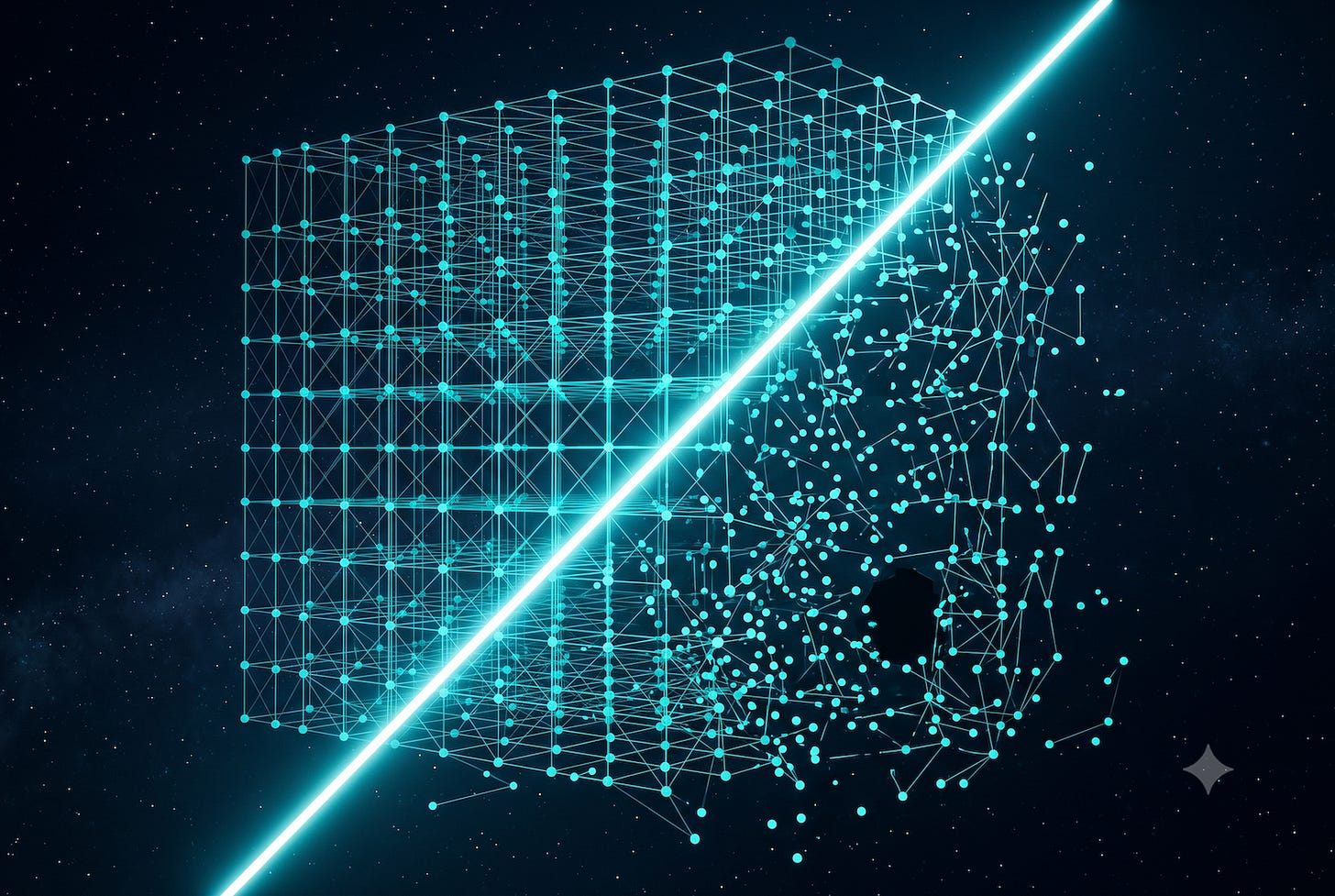 An AI image of the agents showing fragmented data.