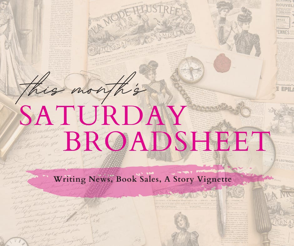 The Saturday Broadsheet title graphic over an image of vintage papers