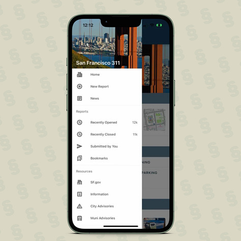 Three screenshots of San Francisco's 3-1-1 iOS Mobile App